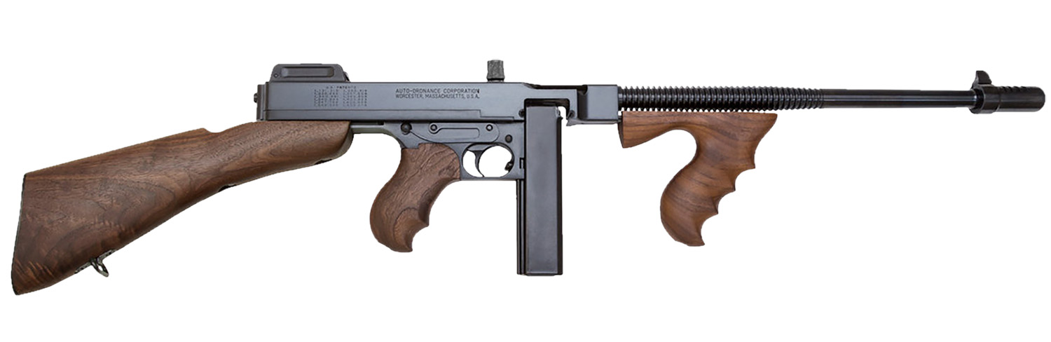 Thompson T1B14 1927A-1 Deluxe 45 ACP Caliber with 16.50″ Barrel, 20+1 Capacity (Stick), Blued Metal Finish, Walnut Removable Fixed Stock & Wood Grip Right Hand