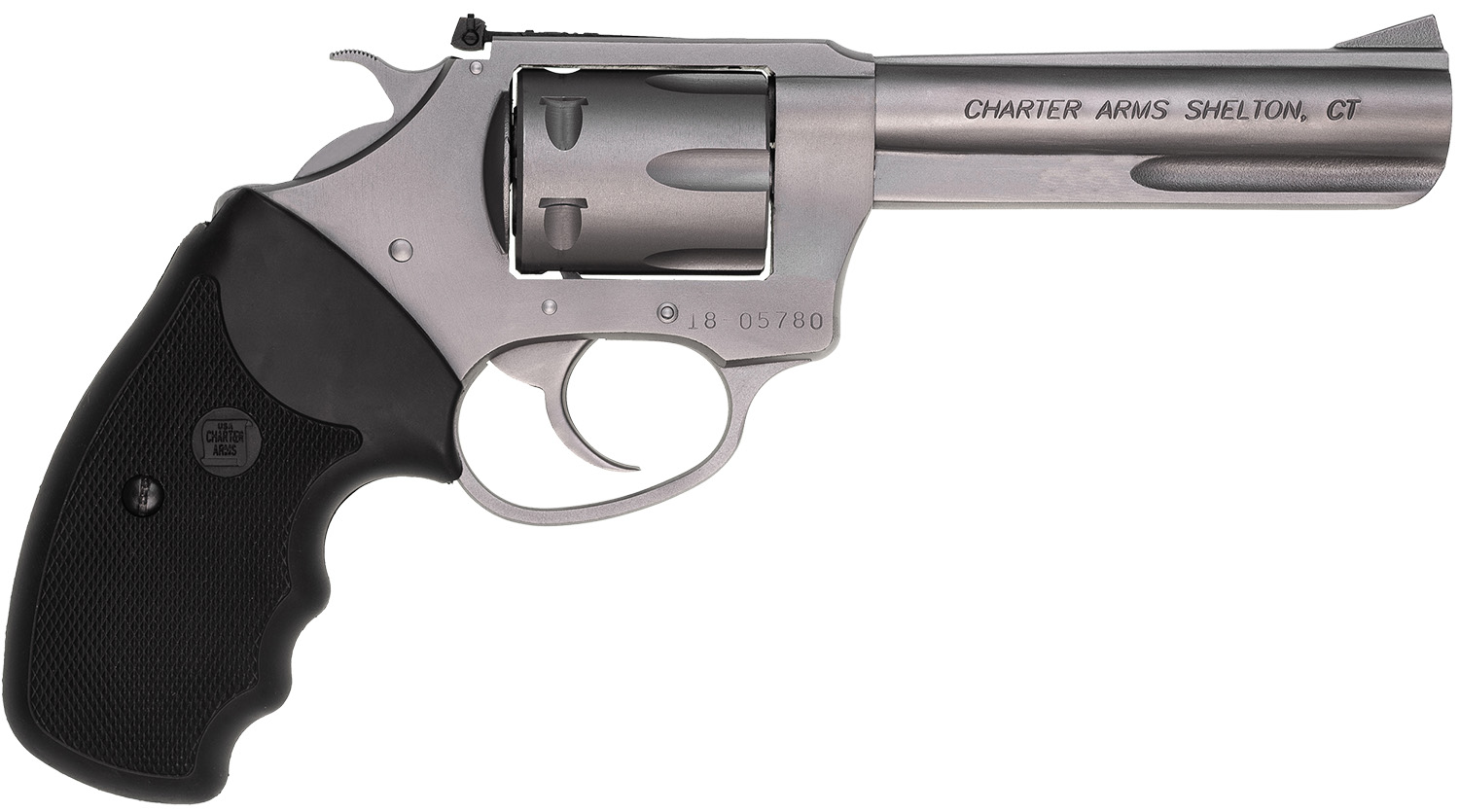 Charter Arms 72242 Pathfinder Target 22 LR, 8 Shot 4.20″ Matte Stainless Steel Barrel & Cylinder, Anodized Aluminum Frame w/Black Finger Grooved Rubber Grip, Exposed Hammer