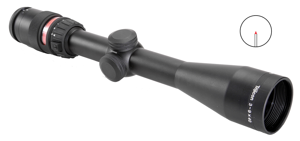 Trijicon 200010 AccuPoint Black Hardcoat Anodized 3-9x 40mm 1″ Tube Illuminated Red Triangle Post Reticle