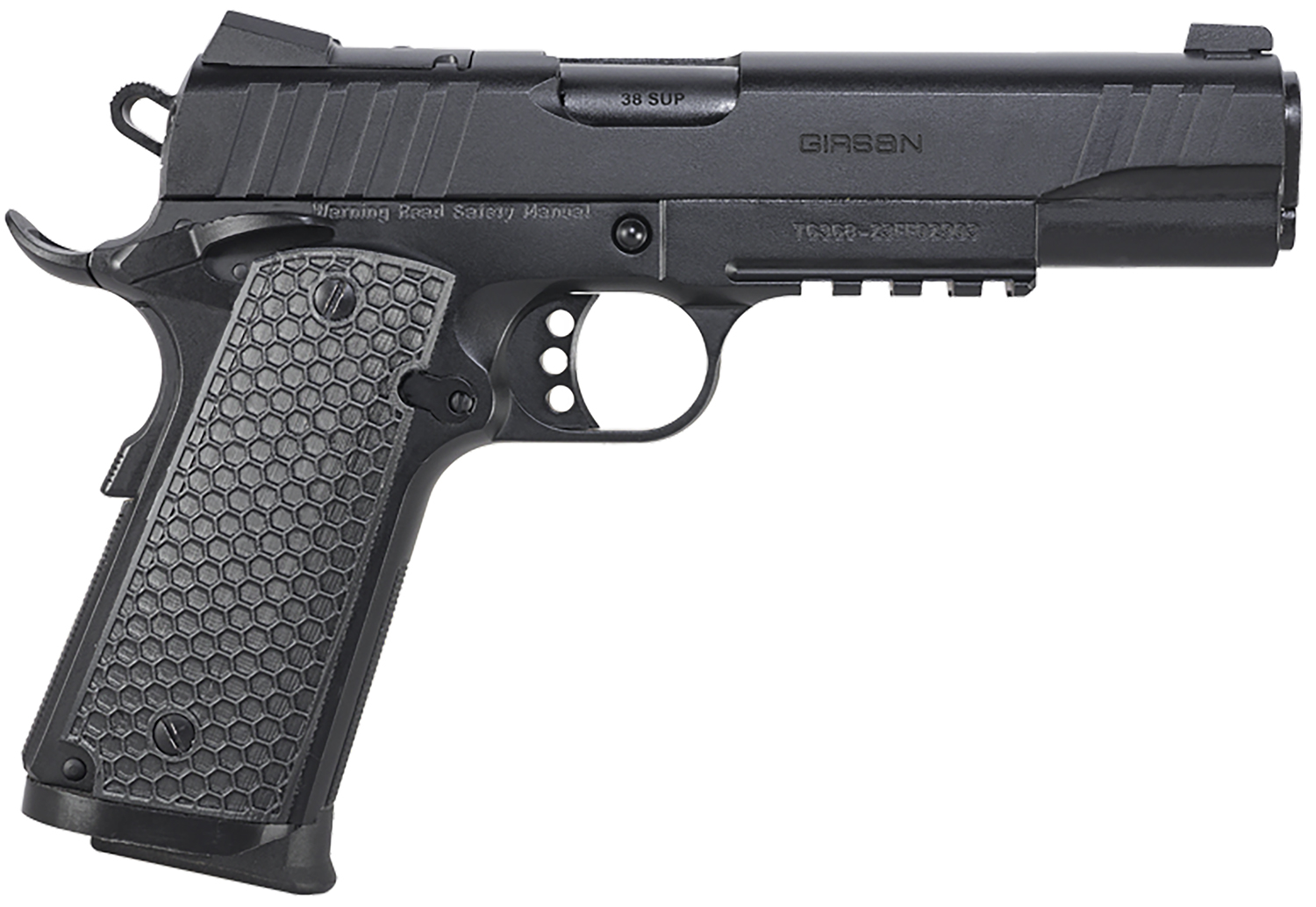 EAA GIRSAN 391047 MC1911 S Influencer Full Size 45 ACP 8+1 5″ Blued Steel Barrel, Black Optic Ready/Serrated Steel Slide & Frame w/Picatinny Rail & Beavertail, Black Polymer Grip