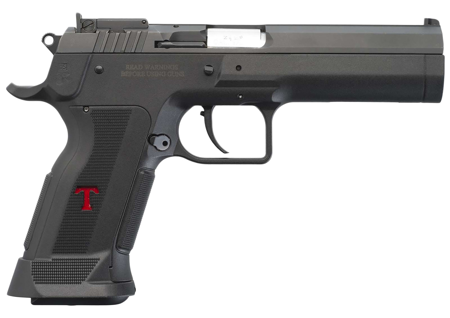 Tanfoglio IFG TFSTOCK3P9 Stock III  Full Size 9mm Luger 16+1, 4.44″ Black Polygonal Rifled Barrel, Black Serrated Slide, Black Polymer Frame w/Beavertail, Black Polymer Grip