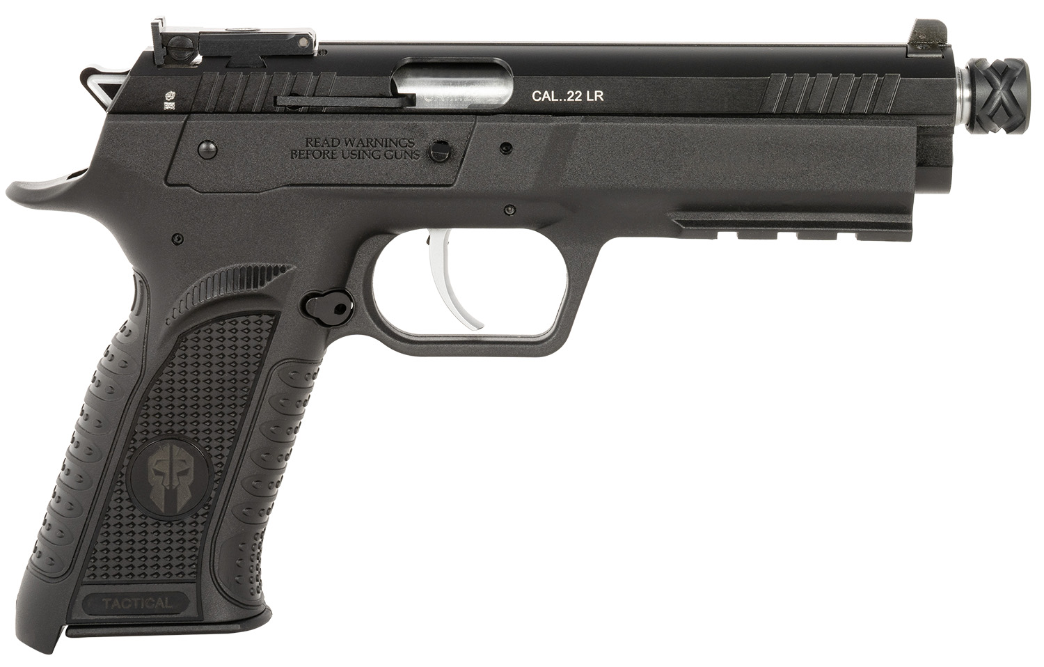 Tanfoglio TFFTAC22AS Force Tactical 22 LR 10+1 4.40″ Threaded Barrel, Black Serrated Slide, Black Polymer Frame w/Beavertail & Picatinny Rail, Black Polymer Grip