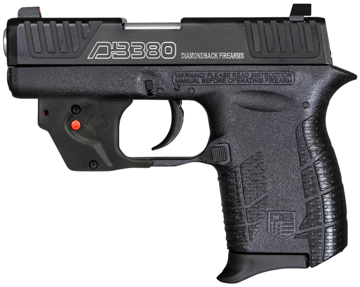 Diamondback DB0101E002 DB380 Gen4 w/Laser Micro-Compact Frame 380 ACP 6+1, 2.80″ Stainless Steel Barrel, Serrated Stainless Steel Slide, Mint Polymer Frame w/Beavertail & Grip, Viridian Laser