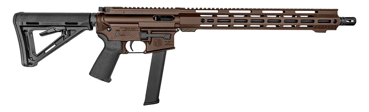 Diamondback DB1418P071 DB15 9mm Luger 32+1 16″, Midnight Bronze Rec/M-Lok Handgaurd, Carbon Lower, Black Magpul CTR Stock/K2 Grip, Flash Hider