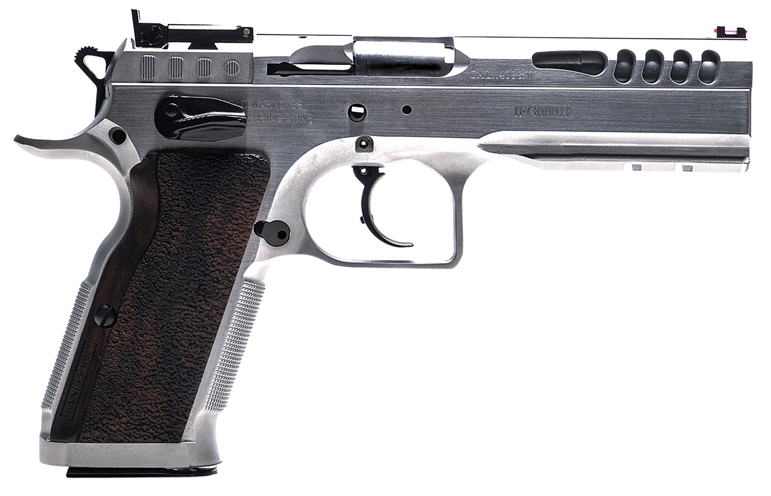 Tanfoglio IFG TFSTOCKM9 Defiant Stock Master 9mm Luger 17+1 4.75″ Hard Chrome Steel/ Wood Grip