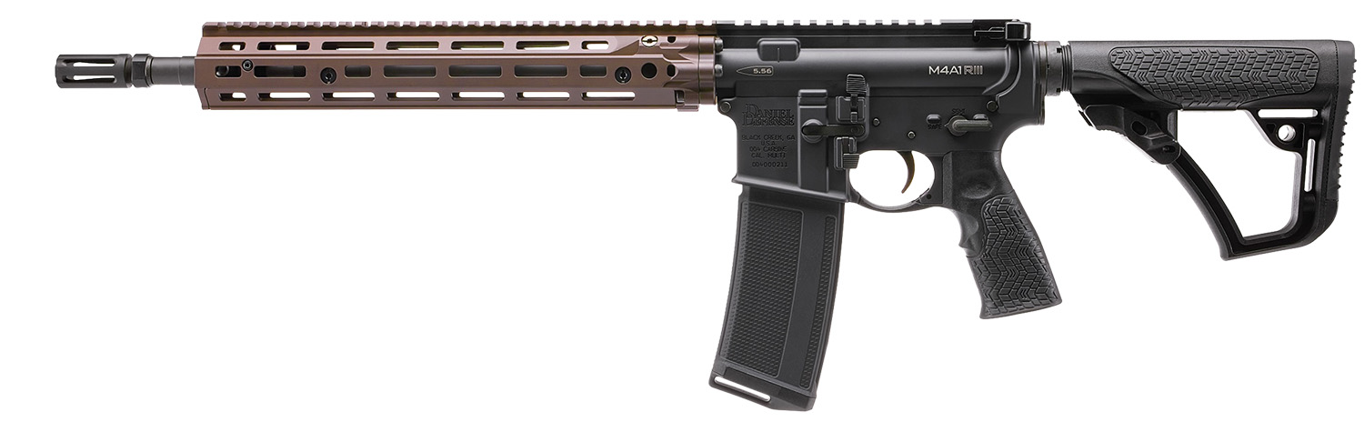 Daniel Defense 0219104238047 M4A1 RIII 5.56x45mm NATO 14.50″ 30+1, Black Rec/Furniture, OEM Stock & Grip, 12.50″ FDE M-Lok Handgaurd, Ambi Controls, Pinned & Welded Flash Hider