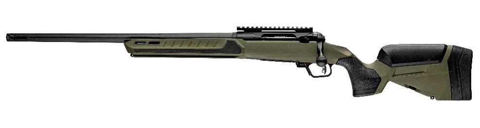 Savage Arms 32650 110 Core Predator Full Size 243 Win 10+1 22″ Medium Heavy Fluted Barrel, Arca Rail Forend, Hunter Green AccuStock w/AccuFit V2 Synthetic Stock, Left Hand