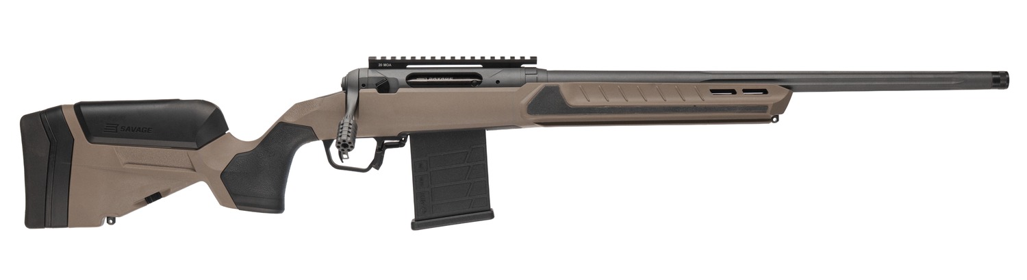 Savage Arms 32666 110 Core Tactical 5.56 NATO 10+1 18″ Medium Heavy Fluted Barrel, Arca Rail Forend, Coyote Tan AccuStock w/AccuFit V2 Synthetic Stock, Right Hand