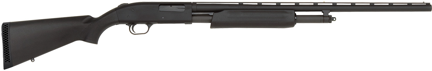 Mossberg 56436 500 All Purpose Full Size 20 Gauge Pump 3″ 5+1 26″ Matte Blued Vent Rib Barrel, Matte Blued Integral Scope Mount Steel Receiver, Fixed Black Synthetic Stock, Right Hand, Accu-Set Chokes