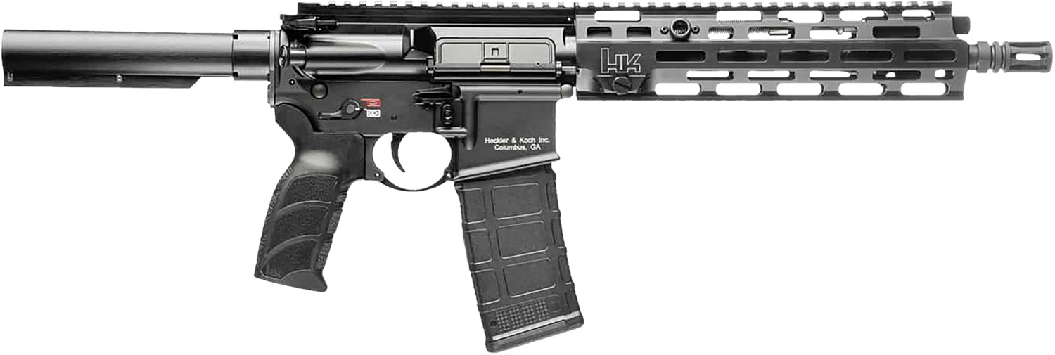 HK 81001051 MR556 A4 5.56x45mm 10+1 11″ Black Threaded Barrel, M-LOK Handguard, Black Picatinny Rail Receiver, Black Pistol Tube, Black Polymer Grip, Ambidextrous