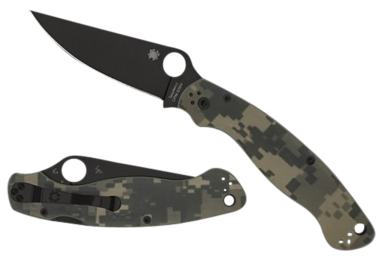 Spyderco C36GPCMOBK2 Military 2  4″ Folding Plain Black DLC CPM S30V SS Blade/ Digital Camo G10 Handle Includes Pocket Clip