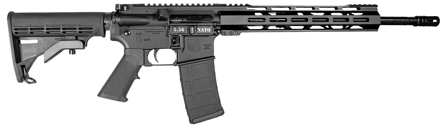 Diamondback DB175AK003 DB15 5.56 NATO 30+1 Black Nitride Black Hardcoat Anodize Aluminum Receiver, 12″ M-LOK Handguard, Black A2 Grip