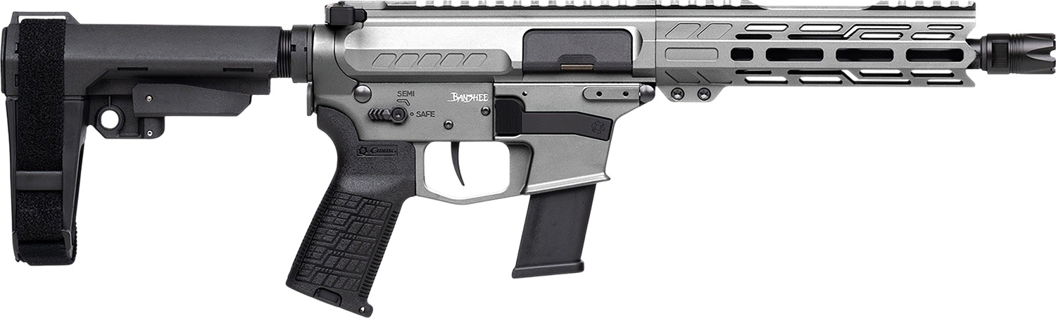 CMMG 45A890FTNG Banshee FE MkG 45 ACP 13+1 8″ Black Nitride Threaded Barrel, M-LOK Handguard, Titanium Cerakote Aluminum Receiver w/Picatinny Rail, Black Polymer CMMG RipBrace, CMMG Zeroed Grip