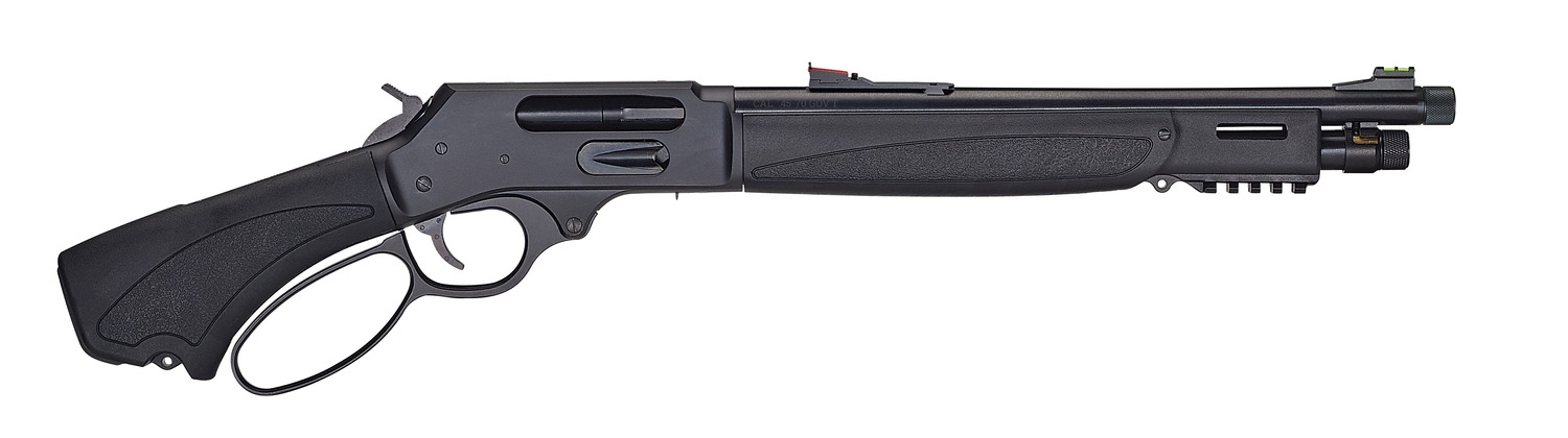 Henry H010GBLX4570 Bear’s Leg 45-70 Gov 3+1 13.80″ Blued Threaded Barrel, Blue Steel Drilled & Tapped Receiver, Black Synthetic Fixed w/Pistol Grip Stock