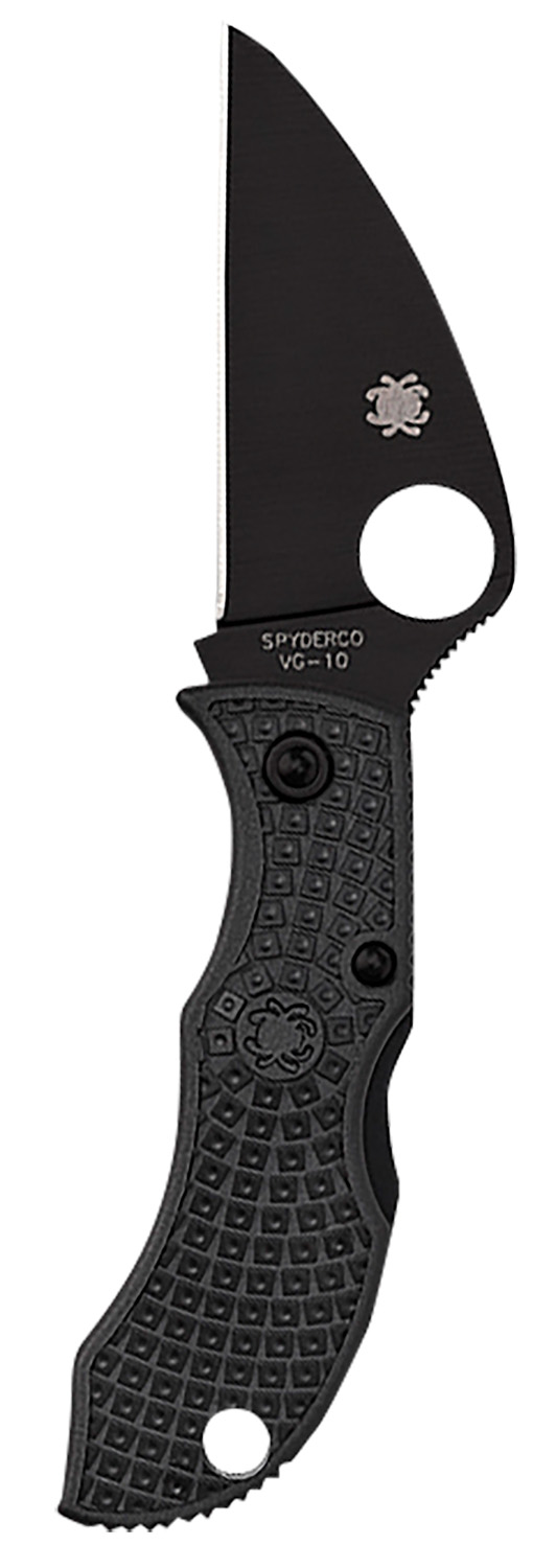 Spyderco MBKWPBK Manbug 1.91″ Folding Wharncliffe Plain Non-Reflective Black TiCN VG-10 SS Blade/Black Textured FRN Handle